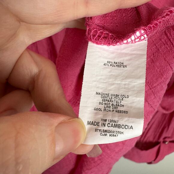 Cocomo Womens Popover Tie Front Blouse Sz‎ 3X Pink 3/4 Length Sleeves Feminine - Picture 9 of 11